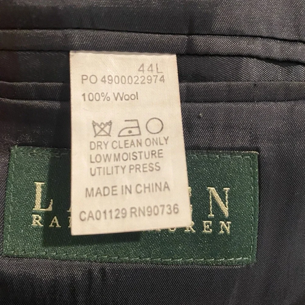 Lauren Ralph Lauren‎ 44L Navy Pinstripe Suit Jacket Blazer 100% Wool Classic Fit